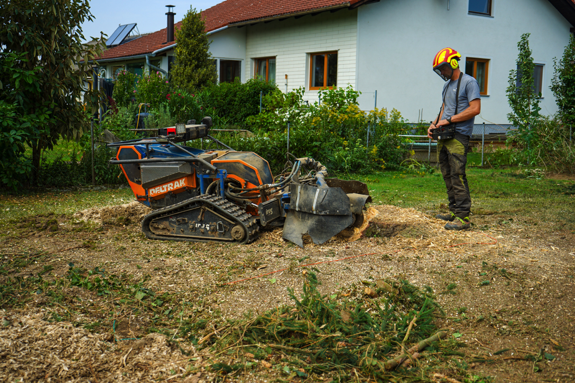 Zweite Arbeitsaufnahme der Baumstockfräsung